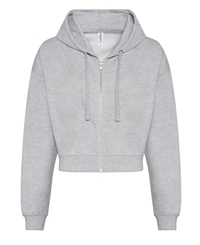 noTrash2003 Damen Hooded Full-Zip Sweatjacke Sweatshirt Hoodie mit Reissverschluss Cropped Abgeschnitten Bolero Style XXS-XL in 5 Farben (XXS, Grau (Heather Grey))