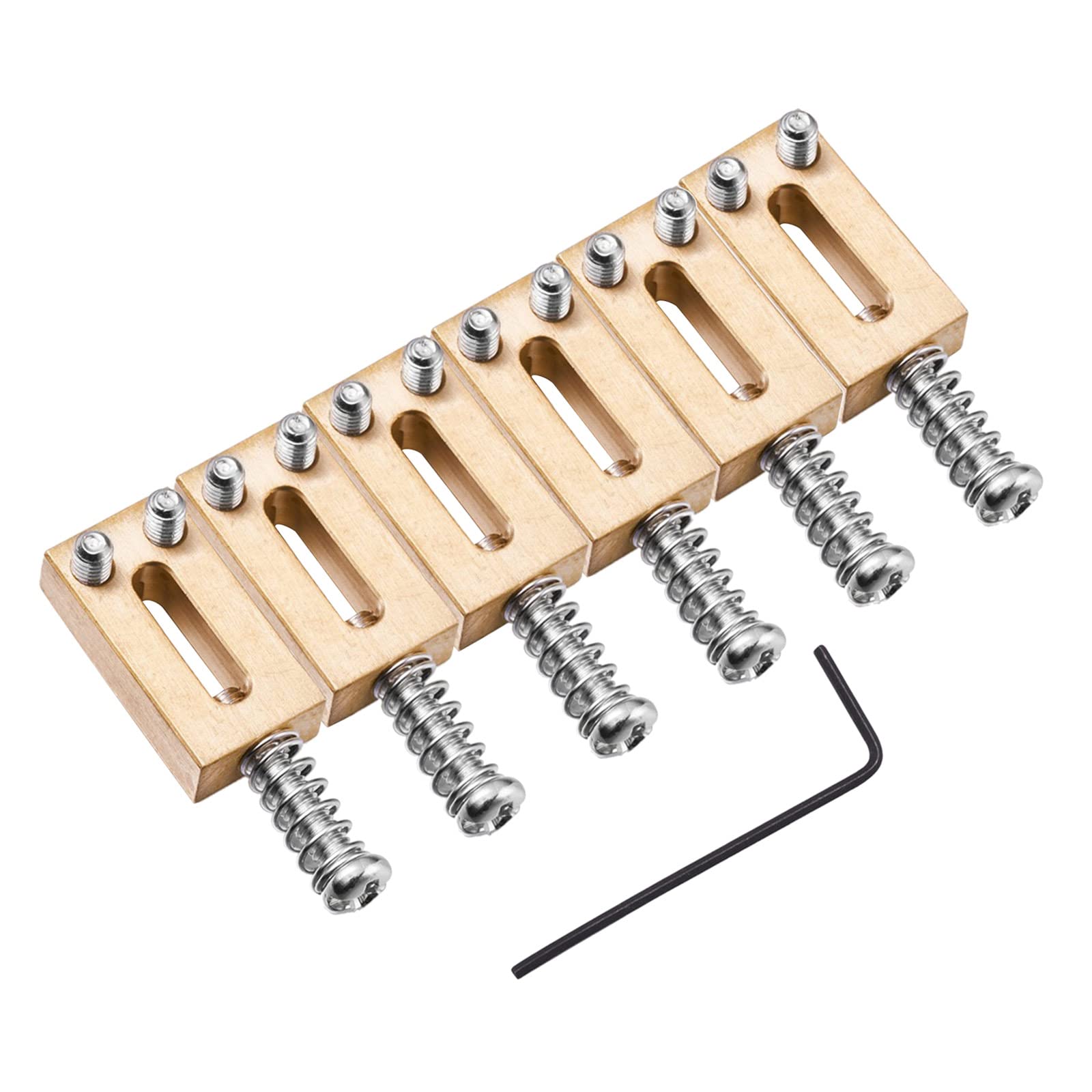 E-Gitarren-Stegsattel, Tremolo-Brückensattel, 10,5 mm, Messing, flache Oberseite, Gitarrensattel, Ersatz mit Schraubenschlüssel