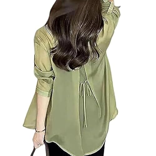 Women's Summer Sunscreen Chiffon Shirt,Chiffon Blouse for Women,Sunscreen ShirtLong Sleeve Sun Protection (Green,M)