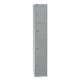 BISLEY Schließfachschrank Office, 1 Abteil, 4 Fächer, T 457 mm, Metall, 355 Silber, 45.7 x 30.5 x 180.2 cm