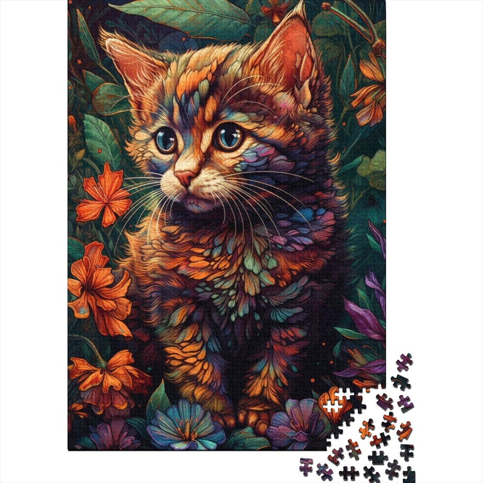 Schwieriges, anspruchsvolles Puzzle, 1000 Teile, abstrakte Katze, Holzpuzzle für Teenager, Geschenke, Holzpuzzle für Erwachsene, Teenager, 75x50cm