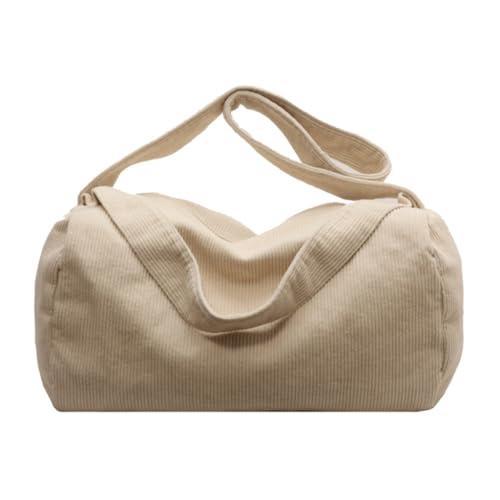 HIOPOIUYT Umhängetasche aus Cord im Vintage-Stil, trendige Tasche, große Kapazität, für Mädchen, Teenager, vielseitige Tasche, beige