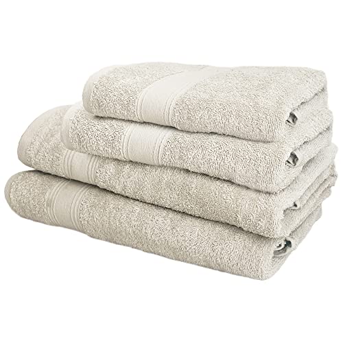 Set mit 4 Badetüchern: 2 Waschlappen 50 x 90 ; 2 Duschtücher 70 x 140 cm, 450 g/m2, 100 % Baumwolle, Beige