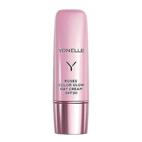 YONELLE Roses Gesichtscreme Color Glow - Tagescreme mit lsf 30 – Gesichtsglühen Creme - Sonnencreme Gesicht mit Vitamin C – Gesichtspflege - Getönte Tagescreme – 50 ml