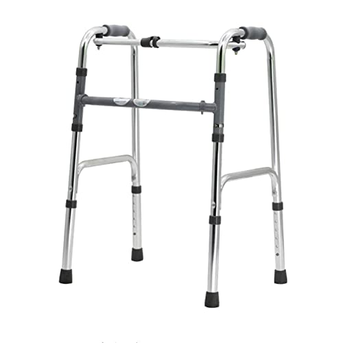 Gehgestell für Senioren mit Rollator für Behinderte Höhenverstellbar und zusammenklappbar aus Aluminiumlegierung, Krücken für Senioren, 8 Löcher, glänzendes Silber Run Forward