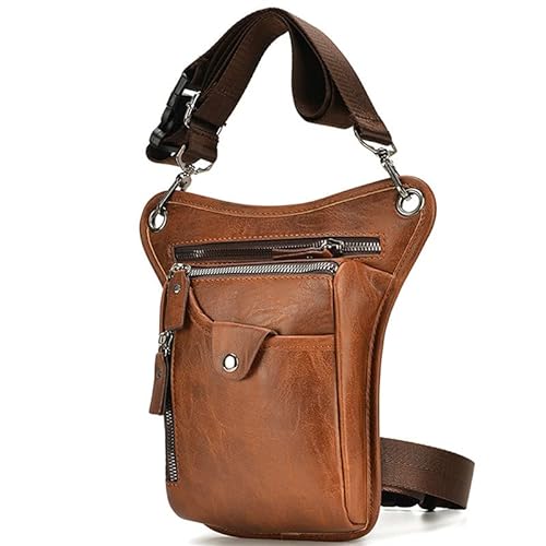 Motorrad Beintasche Leder Taille Pack Drop Bein Tasche for Männer Frauen Gürtel Hüfte Tasche Multifunktions Motorrad Fahrrad Outdoor Wandern Camping Motorrad Tasche Bein(Light Brown)