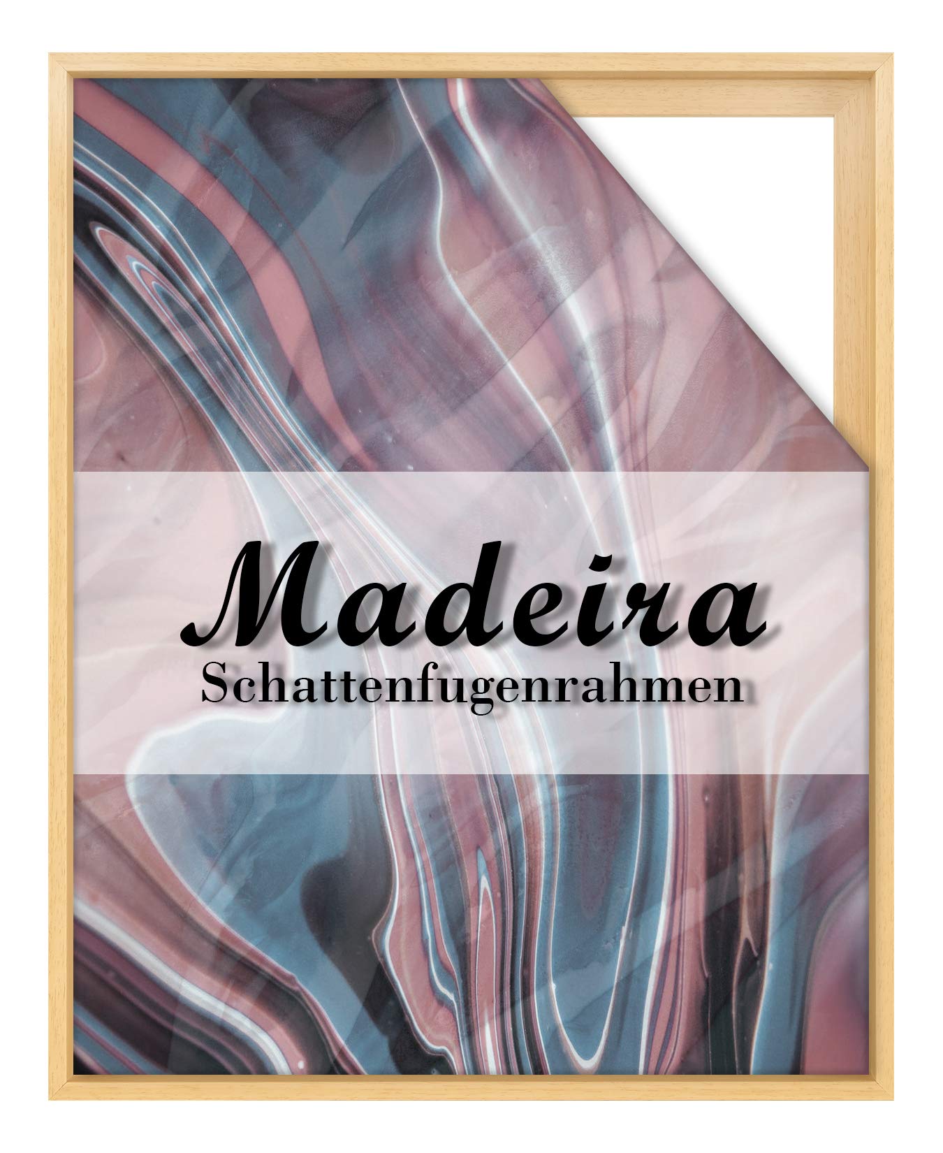 BIRAPA Madeira Schattenfugenrahmen für Leinwand 100x130 cm in Natur Lackiert, Holzrahmen, Rahmen für Leinwände, Leerrahmen für Leinwand, Schattenfugenrahmen für Keilrahmen