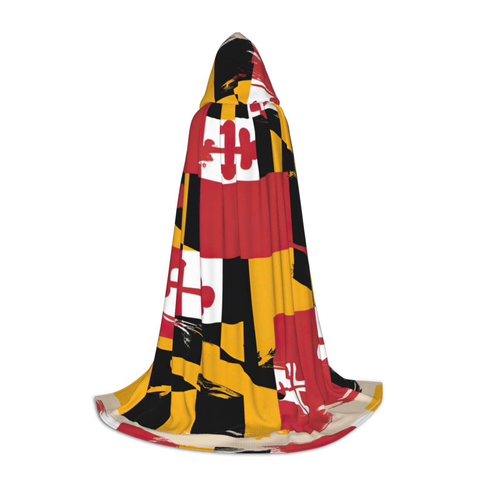 WURTON Kapuzenumhang mit Maryland-Flagge, Mehrzweck-Cosplay-Umhang, Hexenumhang, Halloween, Unisex