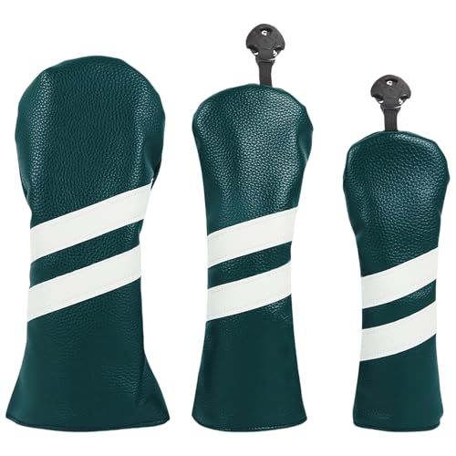 3Pcs Streifen Muster Fahrer Headcover PU Leder Club Head Club Headcover Für Fahrer Und Holz