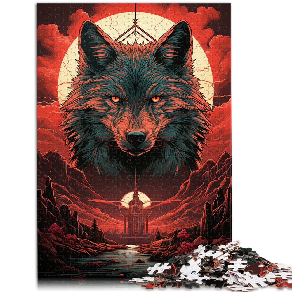 Puzzlespiel „Supernatural Wolf“, 1000-teiliges Holzpuzzle, lustige Aktivitäten zu Hause, Geburtstagsgeschenk, Reisegeschenk, 1000 Teile (50 x 75 cm)