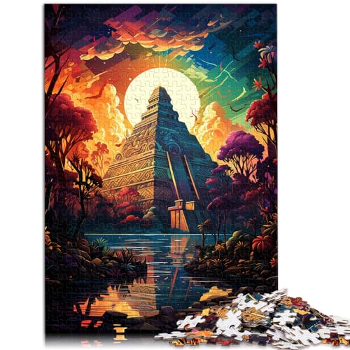 Puzzlespiele Bunte Fantasiepyramiden-Puzzles für Erwachsene 1000-teiliges Holzpuzzlespiel ganze Familie und Dieses （50x75cm）