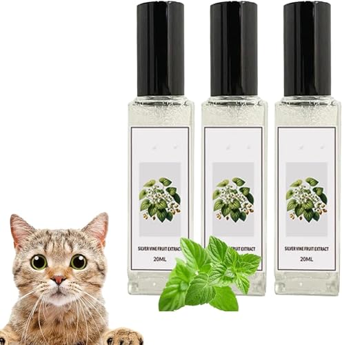 Feaolala Herbal Cat Joy20ml Katzenminze Spray für Katzen, Kräuter Katzenfreude Spray, Katzentrainingsspray mit Katzenminze, Transparentes Kräuterspray für Katzen und Kätzchen, Glücklicher (3 STK)