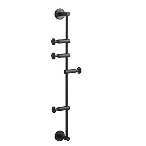 WEII Garderobe Massiv Messing Kleiderständer Wandbehang Dekoration Wohnzimmer Schlafzimmer Drehbar Einstellbar Kleiderbügel Handtuchhalter (Black,4 Hooks)