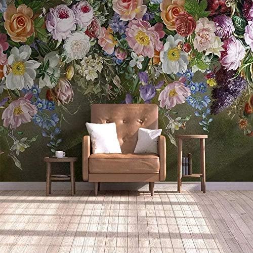 XLMING Vintage Hand Gemalt Bunte Blumen 3D Tapeten Home Esszimmer Sofa Schlafzimmer Wohnzimmer TV Hintergrund-250cm×170cm