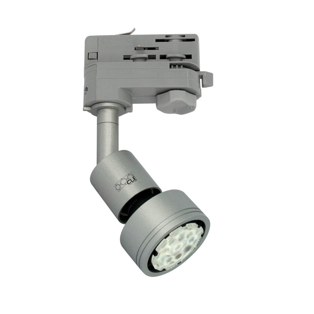 CLE PURI LED GU10 alugrau 3 Ph. Stromschienstrahler f. Erco Staff Lival Eutrac Global Schiene max. 50W