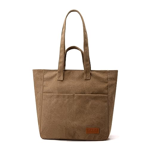 ohodhmnu Damen Tote Bag, 2023 Handtasche Canvas Vielseitige Tasche Japanische Sytle Schulter Geldbörse Frauen Mädchen Reisetasche Große Kapazität Tasche, coffee, with ribbon