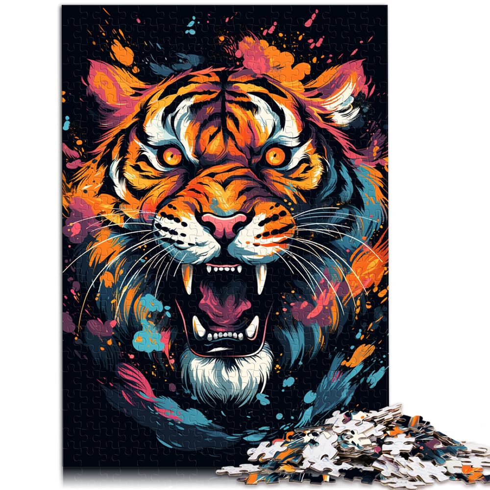 Spielzeug-Puzzle Wilder bunter Tiger Puzzle für Erwachsene 1000-teiliges Holzpuzzle ganze Familie 1000 Stück (50 x 75 cm)