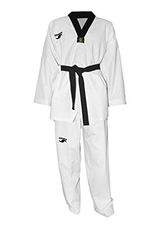 Dorawon Premium Kragen schwarz Taekwondo Uniform Dobok, weiß, 180 cm