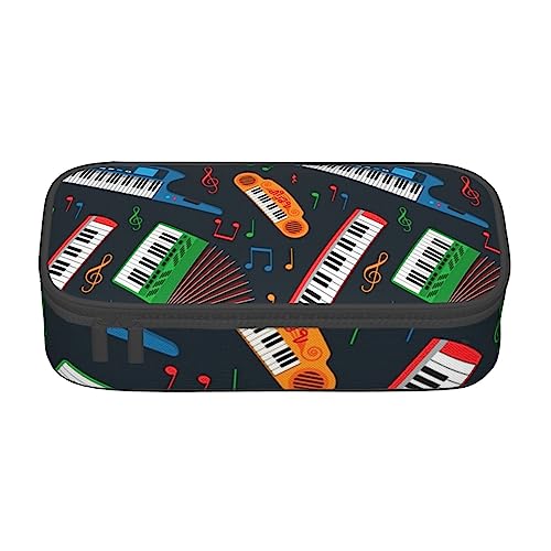 ZORIN Federmäppchen für Mädchen Jungen Große Kapazität Bleistift Tasche Musikinstrument Klavier Tastatur Musiknote Stift Tasche Tragbare Make-up-Tasche für Schule Büro Studenten Teenager, Schwarz ,