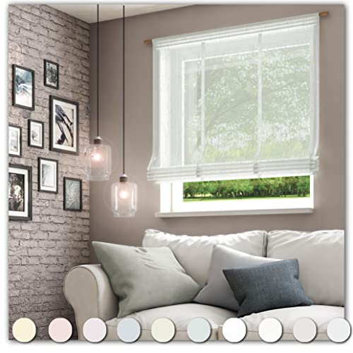 Neutex for you! Libre ECO Raffrollo mit Stangendurchzug, Vorhang, Gardine, Halbtransparent, 140 x 120 cm (H/B), 482212, Made in Germany, Oeko-Tex Standard 100, Creme