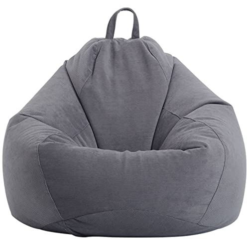 JHLD Cord Sitzsack-Sesselbezug, Sitzsack Stuhlbezug (Ohne Füllung) Extra Große Weiche Sitzsack Hülle Für Kinder Sofabezug-Dunkelgrau-90x110 cm