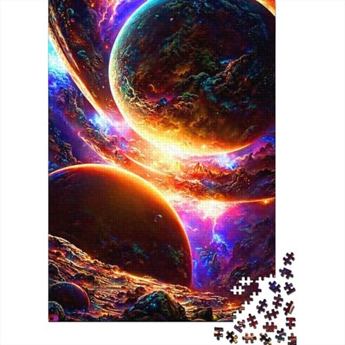 Psychedelic Planet - Holzpuzzle für Erwachsene und Jugendliche von Difficult Challenging Puzzles, 1000 Teile, entspannendes intellektuelles Lernspielzeug 29,53x19,69 Zoll