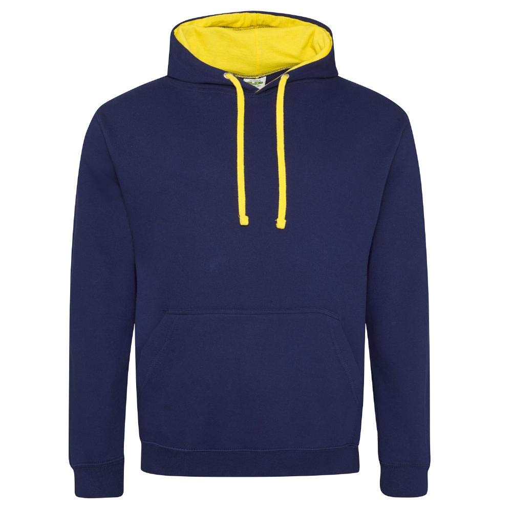 Just Hoods - Unisex Varsity Hoodie/Oxford Navy/Sun Yellow, S