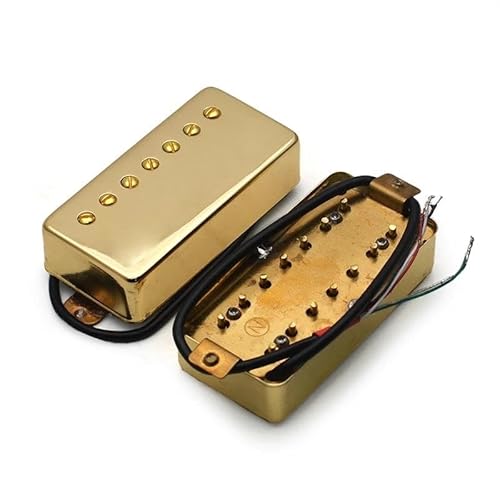 7-saitige Gitarre Mit Messingabdeckung, Humbucker, Geschlitzt, 8,5 K/14 K, Spulenteilungs-Tonabnehmer Für E-Gitarre e gitarren tonabnehmer (Color : 1Set Gold)