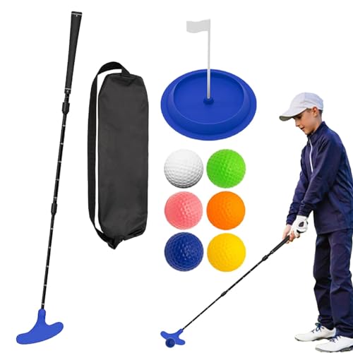 LOVEMETOO Herren-Golfschläger-Set,Golf-Putter-Set,Teleskop-Putter für Golf | Tragbares Golf-Putter-Reise-Übungs-Putting-Set mit 6 Golfbällen für den Innen- und Außenbereich, Zwei-Wege-Golf-Putter für