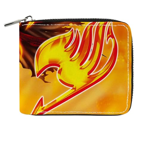 RYNDEX FAI-ry TA-il Geldtasche Anime, PU-Leder Münzbörsen mit Reißverschluss, Mädchen Geldtasche mit Münzfach und Geldscheinfach(Color:Multicolor 14)