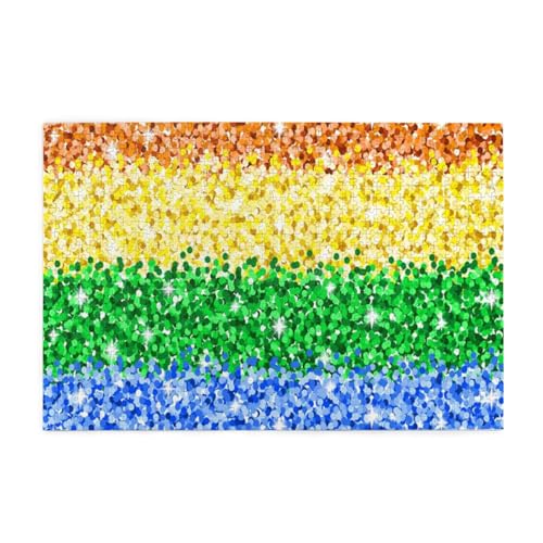 LGBT Sparkle Glitter Pride Flag, Puzzles 1000 Teile Holzpuzzle Spielzeug Familienspiel Wanddekoration