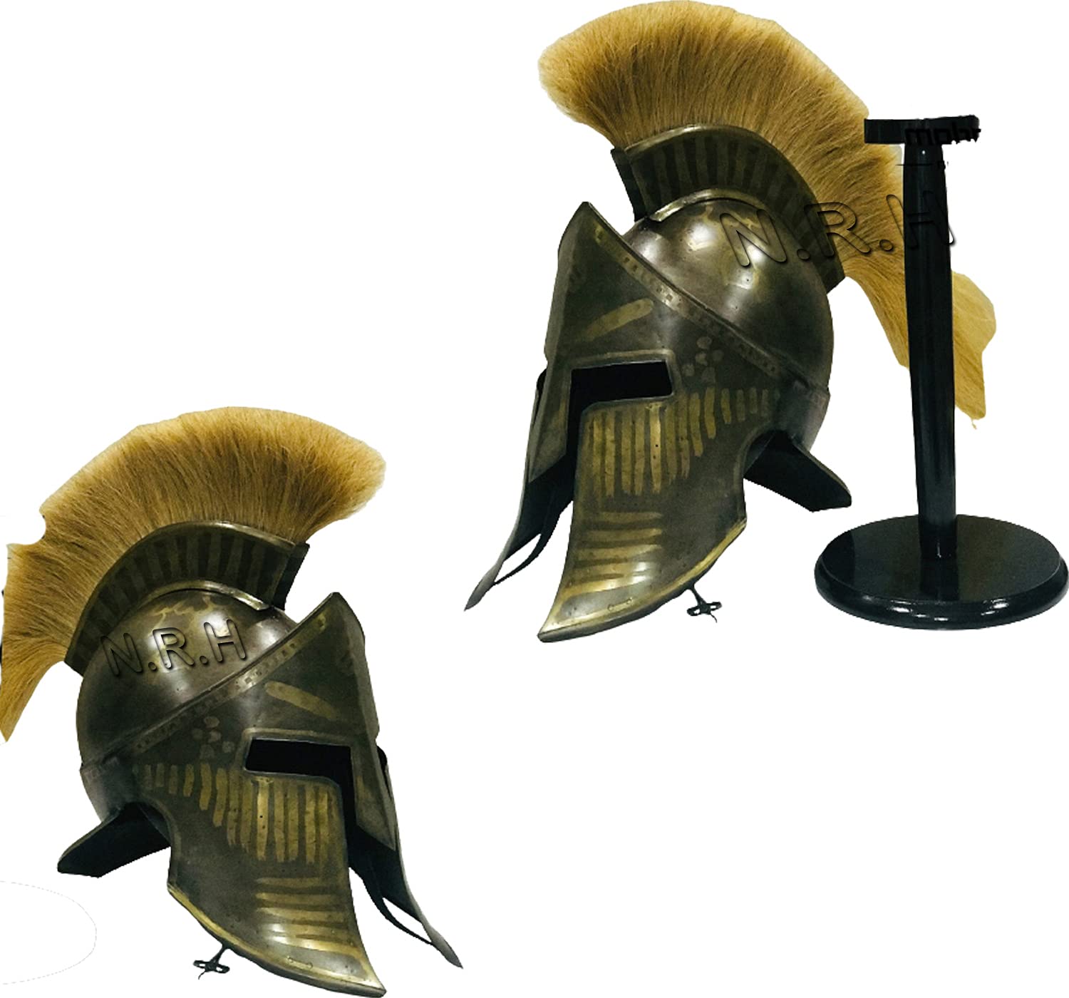 300 Mittelalterlicher spartanischer König Rüstung Helm & Naturpflaume mit Ständer Helm Kostüm Geschenk