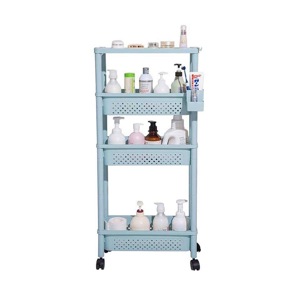 LASTRAN Aufbewahrungswagen, Schlanker Aufbewahrungswagen, 3-Tier/4-Tier Narrow Gap Küchenwagen, Bakinderzimmer Trolley mit Rädern, für Küche Garage Home Schlafzimmer Badezimmer, Blau, Erhöht