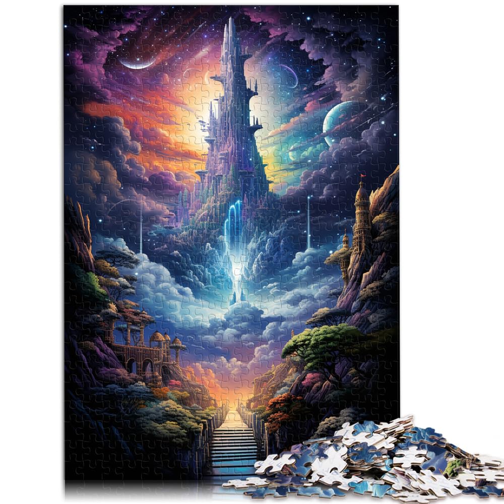 Puzzles, Geschenke, Spielzeuge, Farbenfrohes und psychedelisches Sternenhimmelschloss, 1000-teiliges Puzzle, Holzpuzzle mit passendem Poster und Wissensblatt, 1000 Teile (50 x 75 cm)