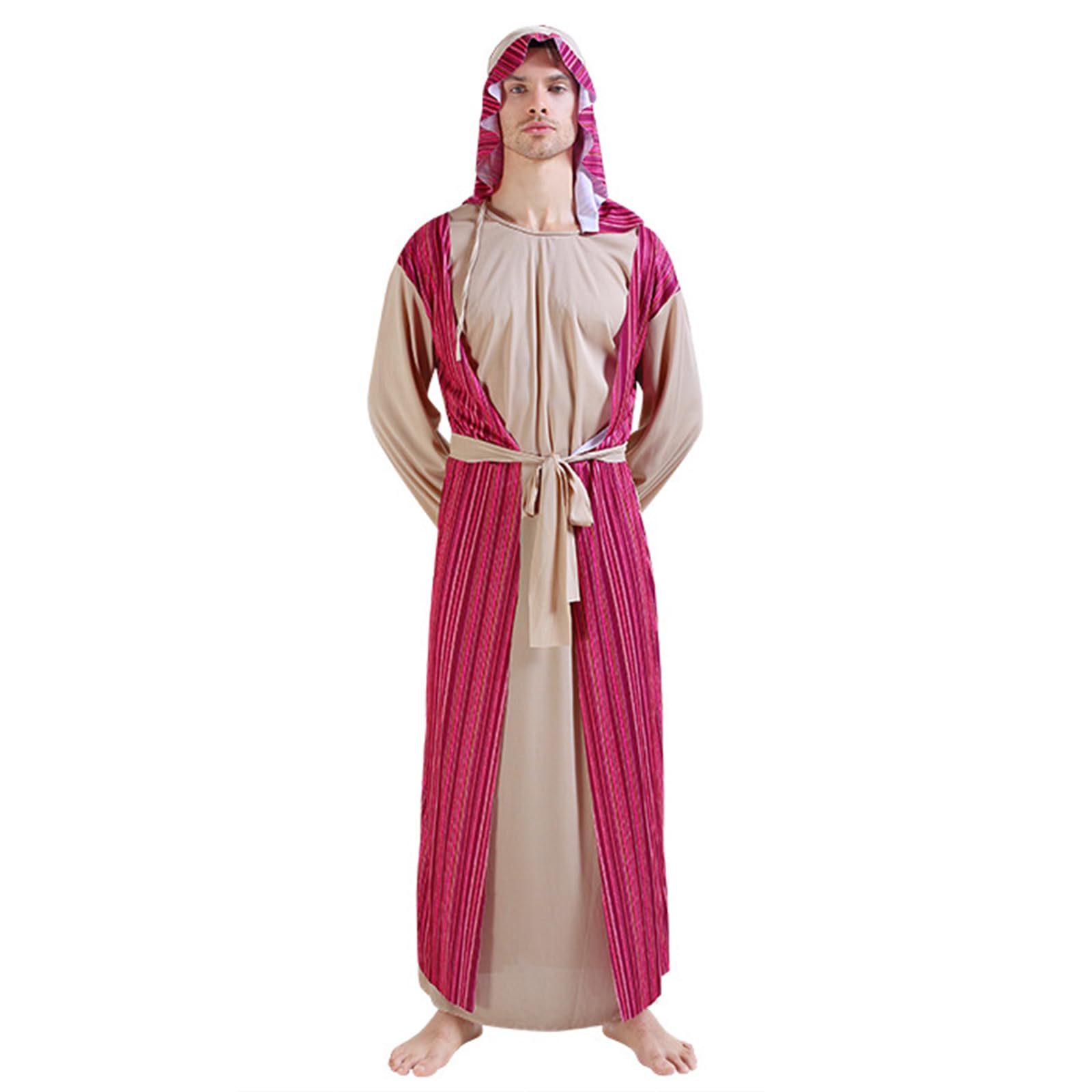 HDKEAN Halloween-Kostüm für Damen und Herren, arabisches Kostüm, Mittlerer Osten, Dubai-Kleidung, Kopfschmuck, langer Robe, Schleier, bauchfreies Top, Hose, Cosplay-Outfits, Halloween-Kostüm