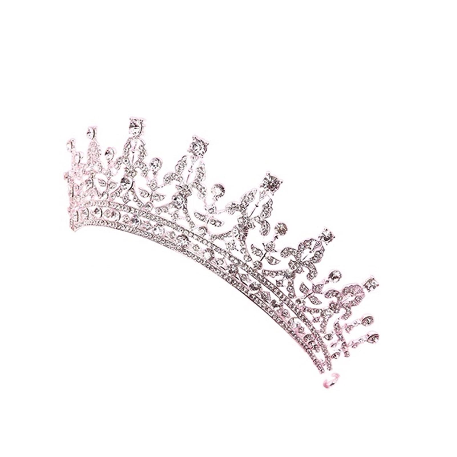 AIHEDOUJ Vintage Gold Tiaras Kristallkrone für Hochzeit Haarschmuck Strass Haarschmuck Braut Haarschmuck Frauen Kopfschmuck (Größe: Silber) Stirnbänder (Größe: Silber)