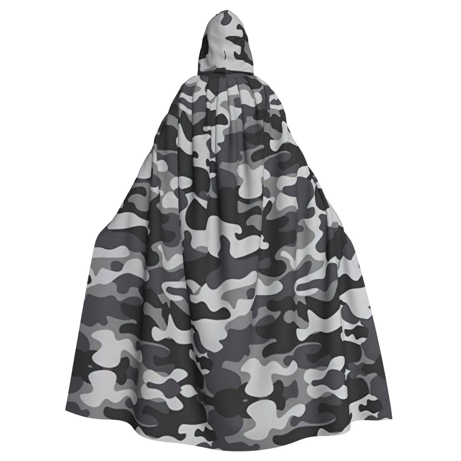 YQxwJL Langer Umhang mit Kapuze und abstraktem Camouflage-Druck, Unisex, mit Kapuze, Halloween, Weihnachten, Kostüme, Party-Umhang