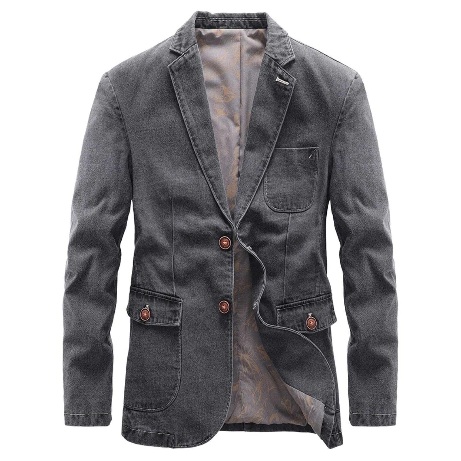 WINDEHAO Herren Übergröße 4XL Casual Herbst Jacke, Business Casual Slim Denim Jacke Dünn Abschnitt Jacke Langarm Blazer