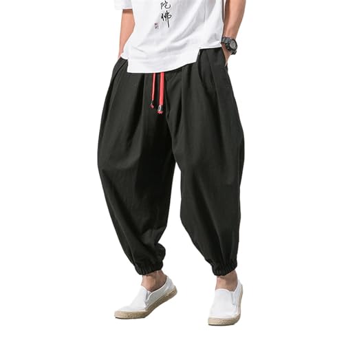 LYZXYZAI Kampfkunst Tai Chi Trainingshosen Unisex Freizeithose Weite Beine Bloomers Yoga Pumphose Pump Haremshose Qigong Shaolin Weite Beine Elastische Taille Tai Chi Kung Fu Hose,001,L