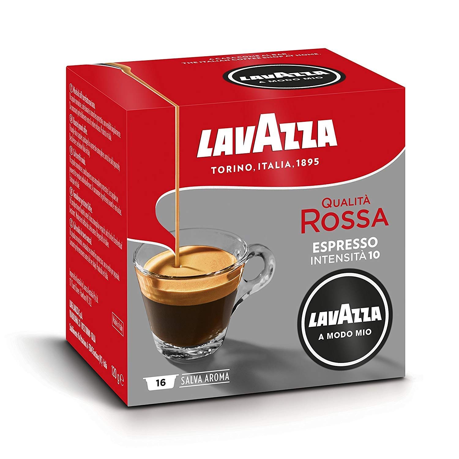 Lavazza A Modo Mio Qualità Rossa, 256 Kaffeekapseln, für einen Espresso mit aromatischen Noten von Schokolade und getrockneten Früchten, Arabica und Robusta, Intensität 10/13, mittlere Röstung, 16