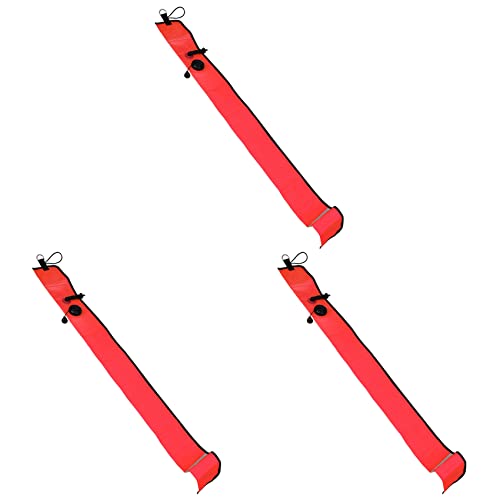 SICOSALT 3X 1M Scuba Tauchen Aufblasbare SMB Signal Marker Boje Sichtbarkeit Float Signal Tube Wurst, Rot