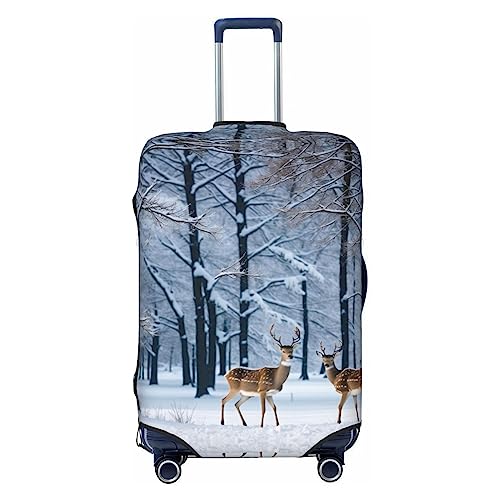 Miniks Reisegepäckabdeckung, Motiv: Hirsche im Schnee, robuster Koffer-Schutz, passend für 45,7 - 81,3 cm große Gepäckstücke, Schwarz, Large