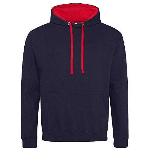 Just Hoods Varsity Kapuzenpullover XXXL New French Navy/Fire Red