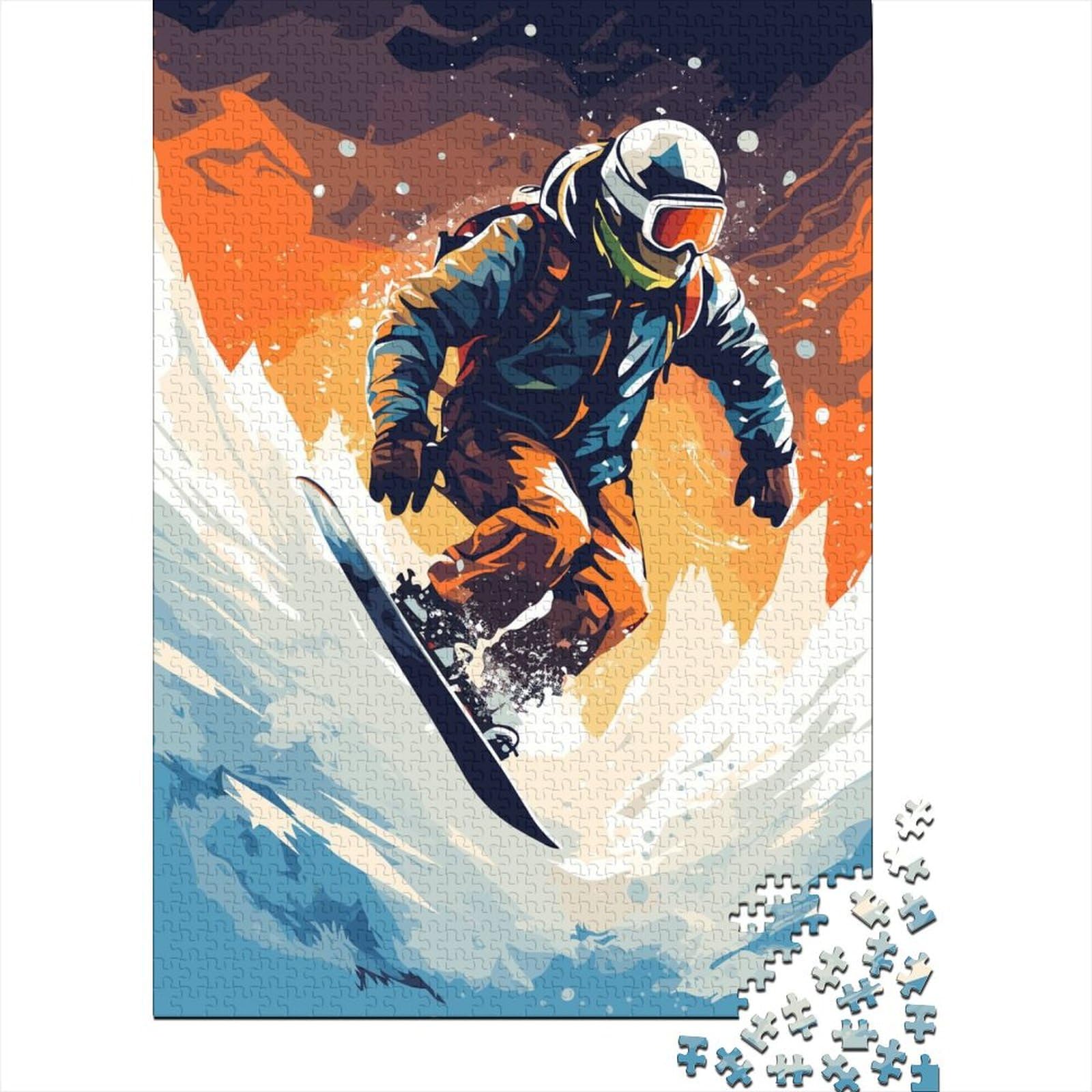 Snowboard-Ski-Puzzle, 500-teiliges Puzzle für Erwachsene und Teenager, großes Holzpuzzle für Erwachsene, nachhaltiges Puzzle für Erwachsene (52 x 37 cm)