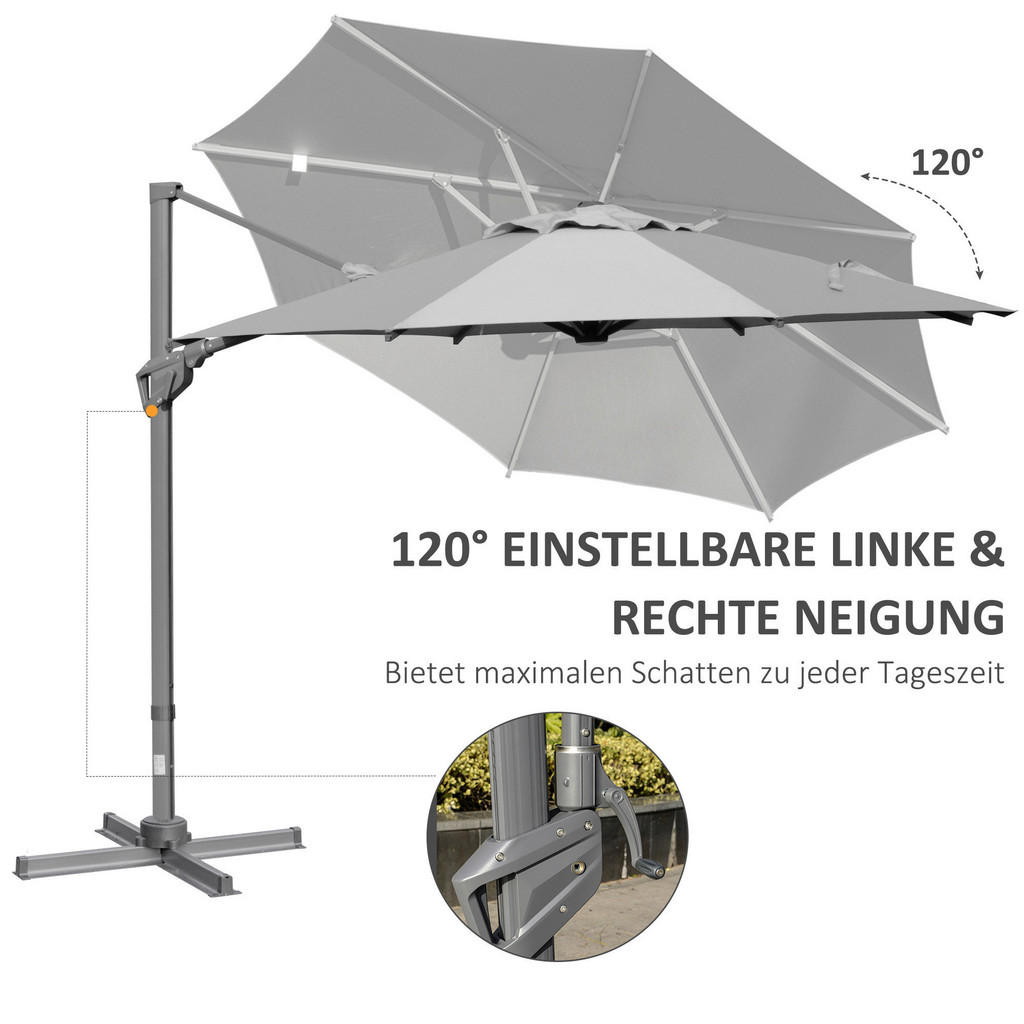 Outsunny Sonnenschirm dunkelgrau Aluminium H/D: ca. 250x300 cm 4