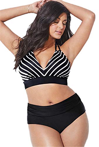 chuangminghangqi Bikini Tankini Bademode Badeanzug Damen Plus Size Swimsuit Retro High Waist Bikini Set Übergröße Oversize Swimwear Damen Bauchweg