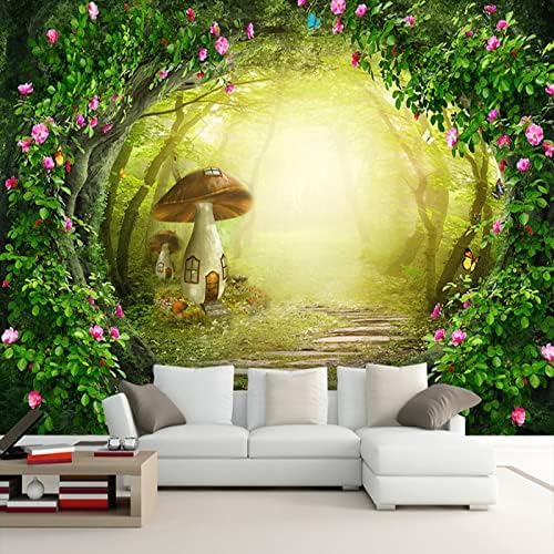 XLMING Blume Rebe Pilz Heimat Wald Küche Esszimmer Arbeitszimmer Wohnzimmer TV Hintergrund Wand 3D Tapete-300cm×210cm