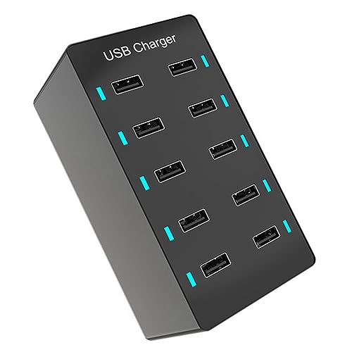 MAKIVI 1 Stück 50 W USB Multiport Ladegerät Fast Charge Hub 10 Port Fast Charge Charger Schwarz (EU)