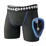 Athletic Cup Groin Protector & Compression Shorts System with Built-in Jock Strap, Medium