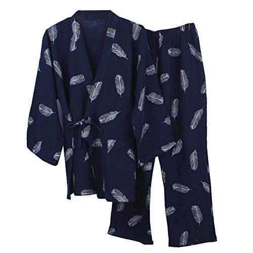 Fancy Pumpkin Kimono-Pyjama f¨¹r Herren aus Japan, d¨¹nn [Navy, Gr??e L]